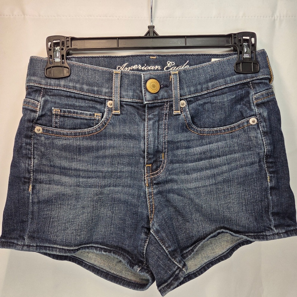 American Eagle Outfitters Shorts Womens SZ 0 Blue Jeans Denim Low Rise Stretch